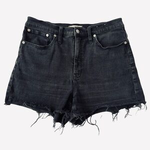 Madewell Black Distressed Raw Hem High-Rise zipper 5 pocket Denim Shorts Size 30